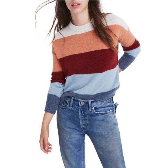 Madewell Sweaters - Madewell Crofton Wool Alpaca Blend Stripe Pullover Sweater